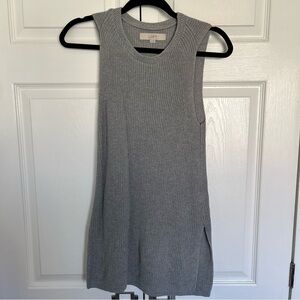Ann Taylor Loft Light Grey Knit Ribbed Sleeveless Sweater Tunic Size XS